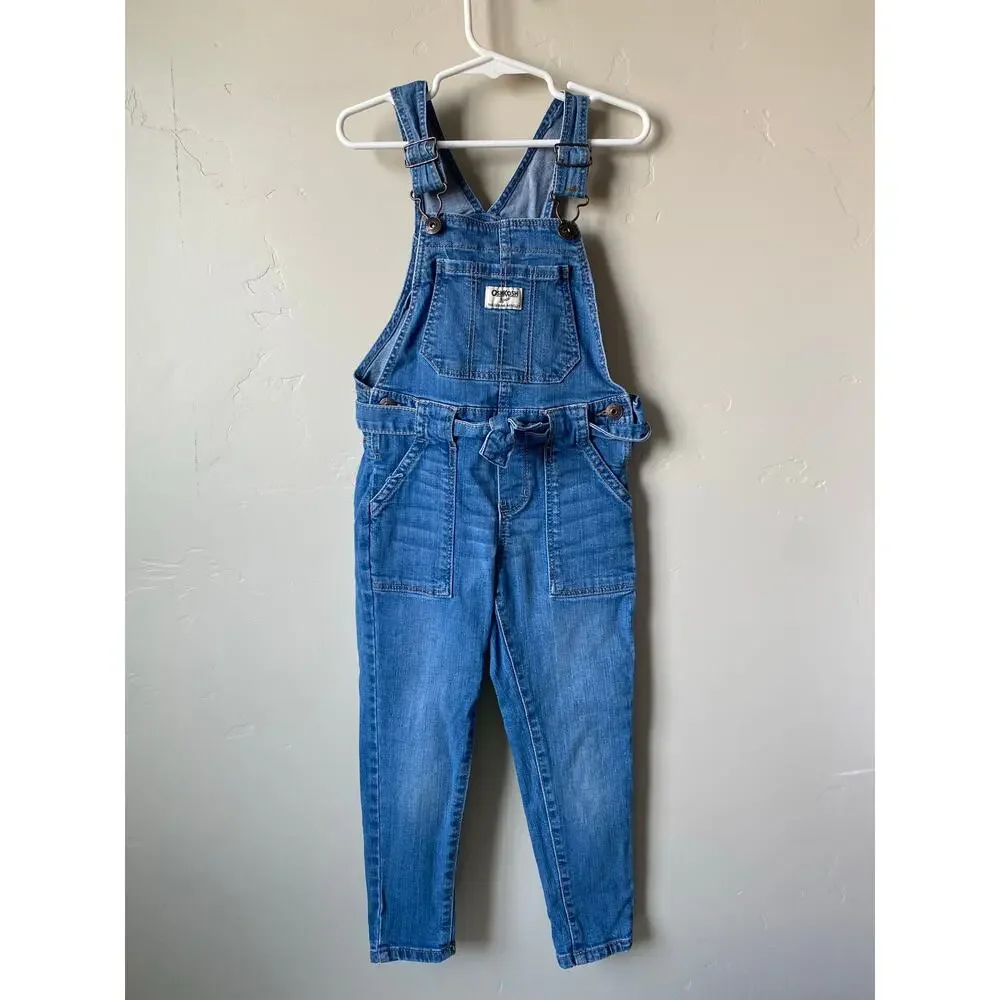 Oshkosh B'Gosh Blue Jean Denim Girls Overalls- Size 5